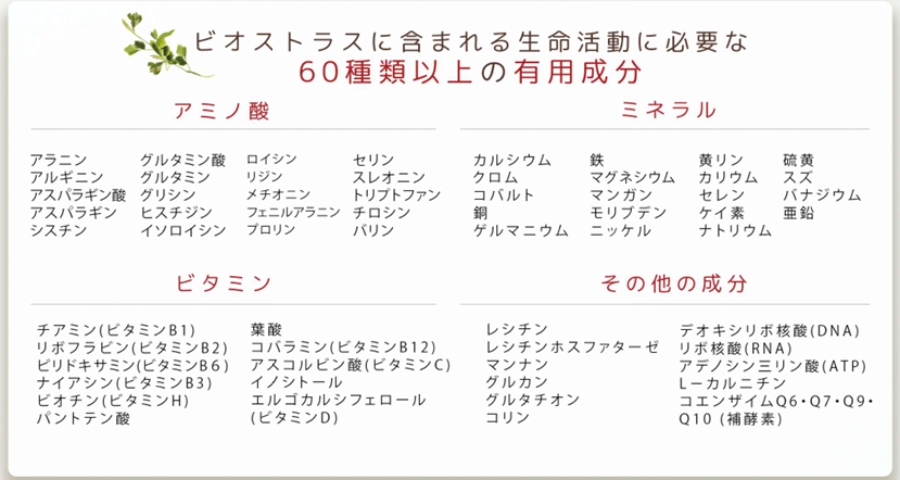 ビオストラス栄養素